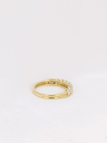 Bague 53.5 Demi-alliance vintage en or et diamants en serti clos 58 Facettes J153