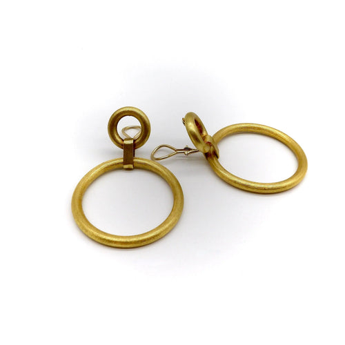 Boucles d'oreilles Vintage 14K Gold Florentine Finish Double Hoop Earrings 58 Facettes