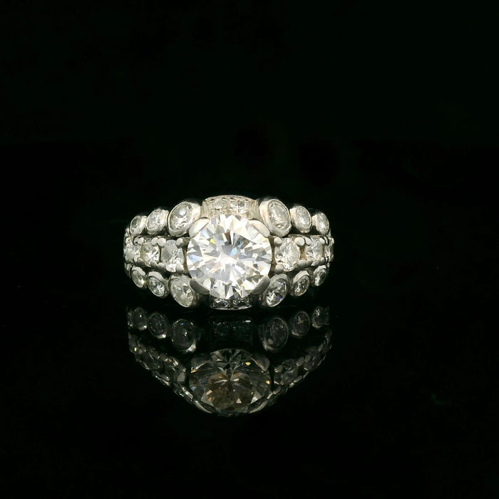 Bague 52 Bague or blanc diamants 1950 58 Facettes