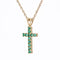 Collier Croix or jaune émeraudes 58 Facettes 24-328B