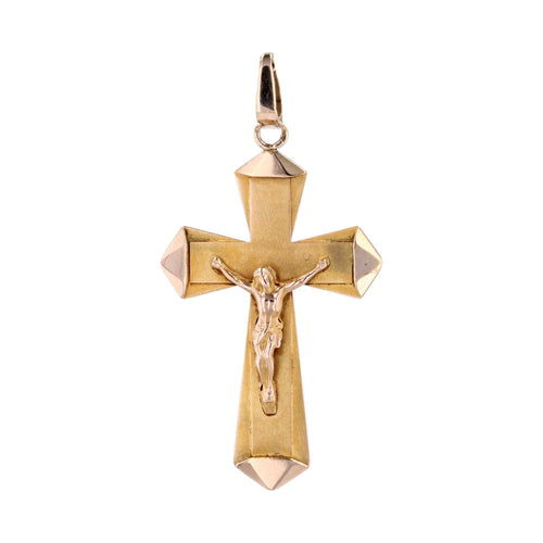 Pendentif Croix ancienne or rose Christ 58 Facettes CVP129