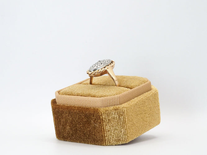 Bague 55 Bague ancienne diamant argent et or jaune 58 Facettes 4714