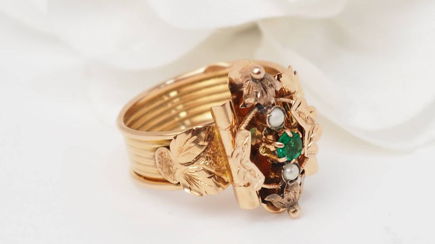 Bague 63 Bague large Fin XIxème en or rose 58 Facettes 32644