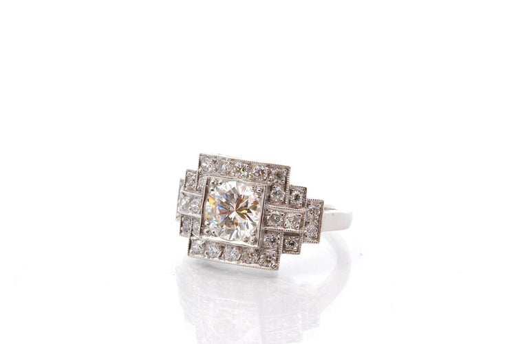 Bague art déco diamant de 1,12cts I/VS2 58 Facettes 27447-27232