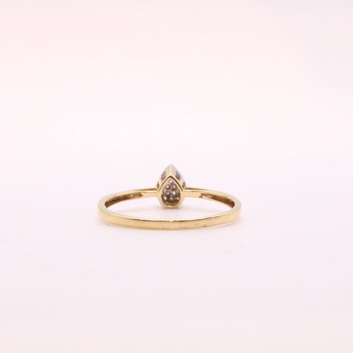 Bague Solitaire Goutte et pavage de diamants or jaune 18k 58 Facettes