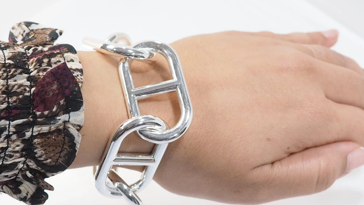 Bracelet HERMES - Bracelet chaîne d'ancre XL en argent 58 Facettes 32853