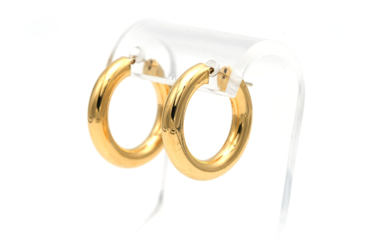 Boucles d'oreilles "créoles" contemporaines en or jaune 18 carats