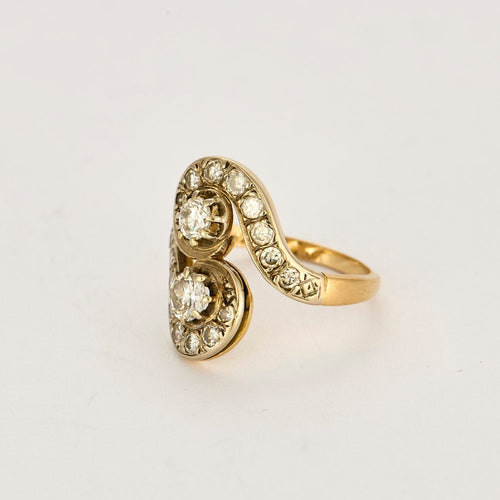 Bague 53 Bague Toi & Moi or jaune et gris, diamants 58 Facettes LOR3526