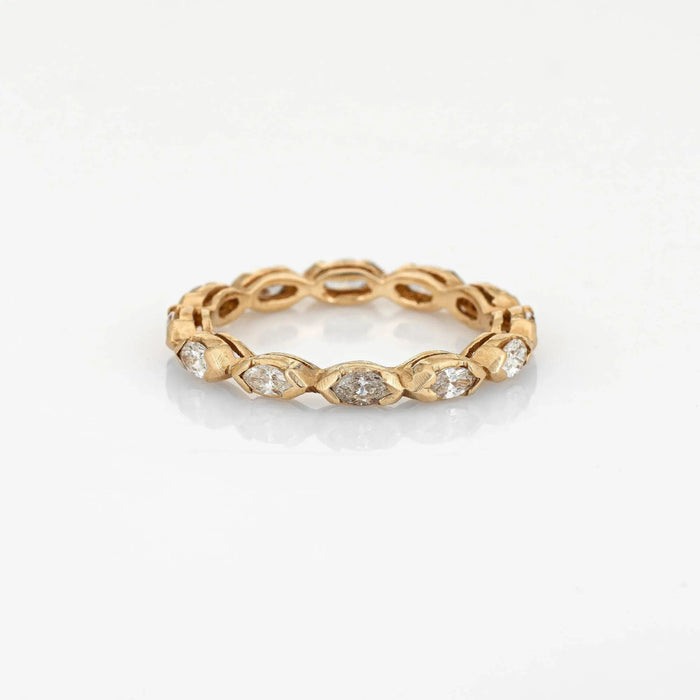 Bague 47 Yellow Gold Marquise Diamond Eternity Ring Vintage 58 Facettes G12166