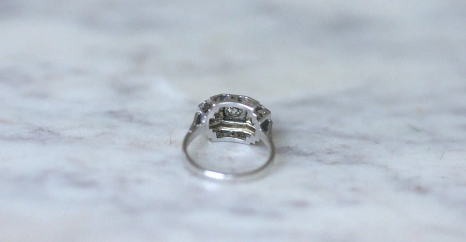 Bague Bague Art Deco Diamants Or Blanc et Platine 58 Facettes