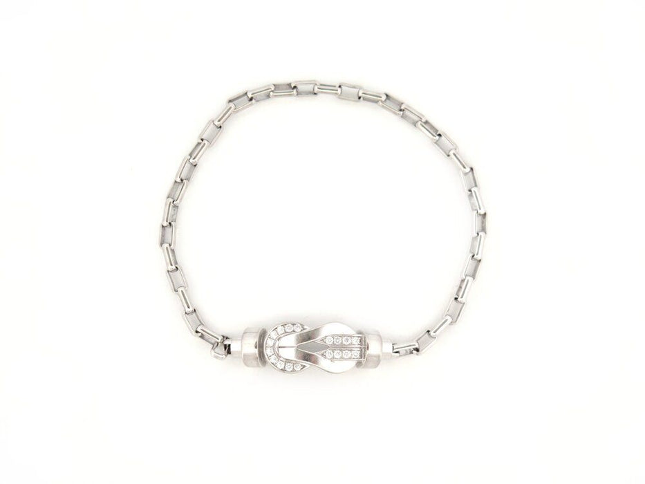 bracelet FRED chance infinie mm diamants & chaine or blanc +cable vert