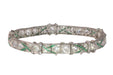 Bracelet Bracelet en platine des années 1920 avec diamants et émeraudes 58 Facettes 24183-0148