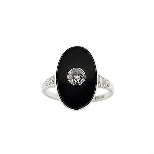 Bague 56 Bague Art Déco avec onyx et diamants 58 Facettes 37817