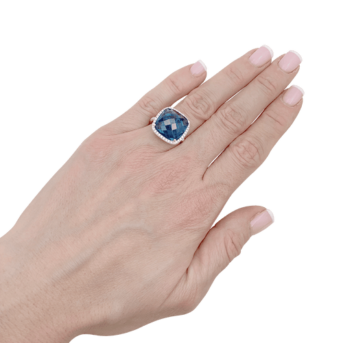 Bague 49 Bague or, topaze bleue, diamants. 58 Facettes 34031