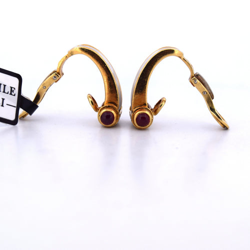 Boucles d'oreilles Piaget - Boucles d'oreilles en or jaune 18 carats, diamants et rubis 58 Facettes