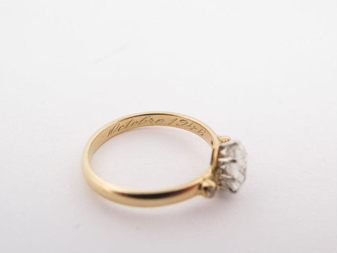 Bague 52 vintage bague solitaire diamant poire 0.79ct t52 brillants en or jaune 18k 58 Facettes 270505