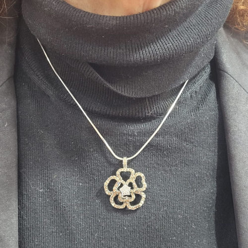 Collier Colgante de diamants en or 18k rhodié ruthénium et diamants bruns 58 Facettes COVMAM01