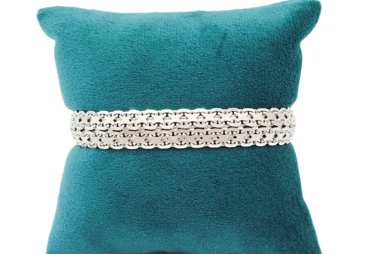 Bracelet Bracelet or blanc, maille tissée fantaisie 58 Facettes 240054