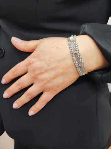 Bracelet Bracelet ruban or blanc et diamants 1950-1960 58 Facettes BRA.RUBAN.B.1333