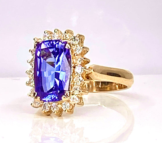 Bague 53 Bague tanzanite 3,50 carats diamants 58 Facettes AB527