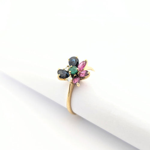 Bague 53 Bague Florale en or jaune 58 Facettes 29575