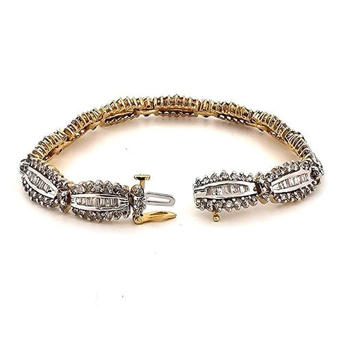 Bracelet Bracelet en or blanc et jaune avec diamants 58 Facettes