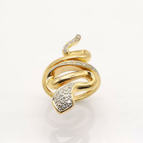 Bague Bague serpent or & diamants 58 Facettes