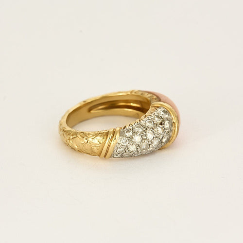 Bague 51.5 VAN CLEEF & ARPELS - Bague or jaune corail peau d'ange et diamants 58 Facettes