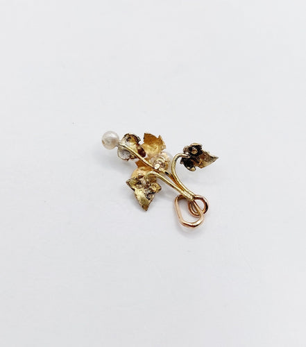 Pendentif Pendentif victorien fleur en or rose et jaune 18k et perles 58 Facettes A02325