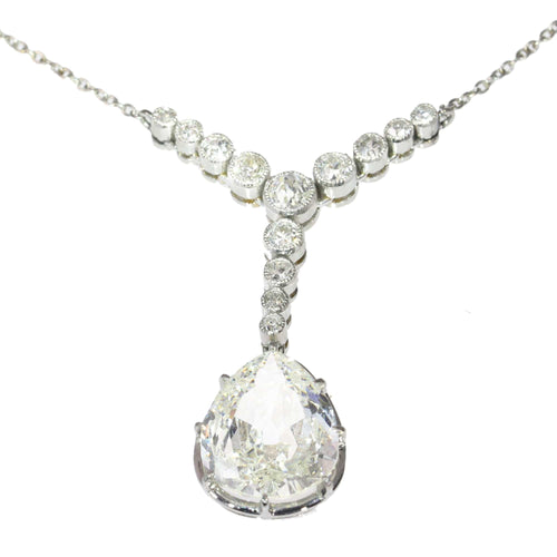 Collier Collier Art déco en platine avec diamant en forme de poire, vers 1920 – Élégance intemporelle 58 Facettes 25203-0190