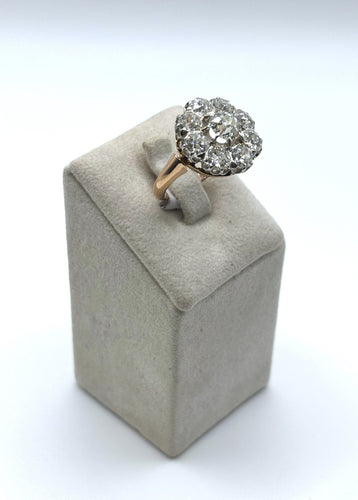 Bague 50 Bague Marguerite bicolore, diamants taille ancienne 58 Facettes