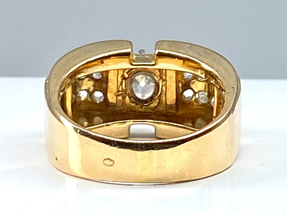 Bague 54 Bague Tank or jaune diamants 58 Facettes AB366