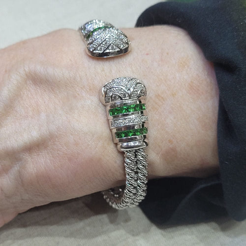 Bracelet Pulsera de tsavoritas y diamants taille brillant en or blanc 18k 58 Facettes P76