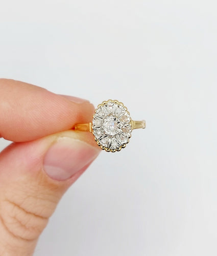 Bague 52 Bague marquise antique or jaune diamant taillés en roses 58 Facettes A05051