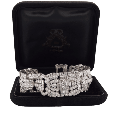 Bracelet Bracciale stile art déco en platine et diamants 58 Facettes