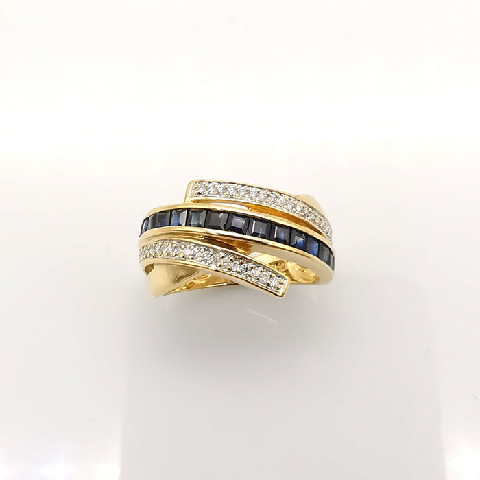 Bague 54 Bague or jaune saphirs et diamants 58 Facettes