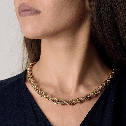 Collier Collier maille corde en or jaune 58 Facettes SL4916