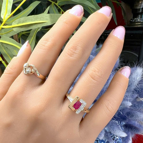 Bague 56.5 Bague Rubis et Diamants Or 18 K 58 Facettes AA 1739