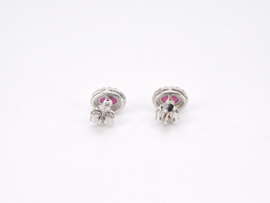 Boucles d'oreilles en or blanc avec diamants et rubis