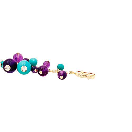 Bracelet Bracelet CARTIER, modèle "Délices de Goa", or rose, améthyste, turquoises et diamants. 58 Facettes 34810