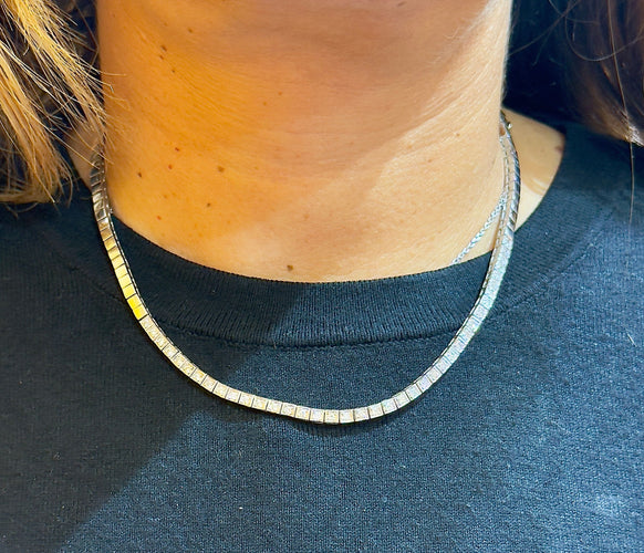 Collier Collier Tennis en or blanc et diamants 58 Facettes