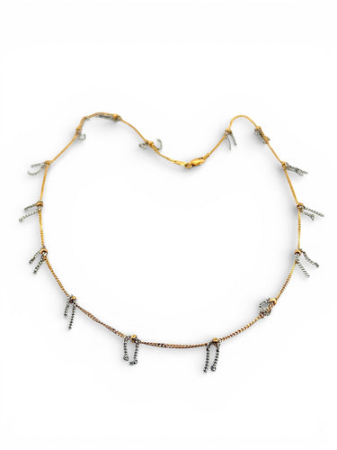 Collier Collier maille gourmette en or 18 carats bicolore 58 Facettes