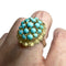 Bague SORTIJA DISEÑO RETRO ÉPOCA 1940 de ORO 18 kts con TURQUESA 58 Facettes A2626(872)