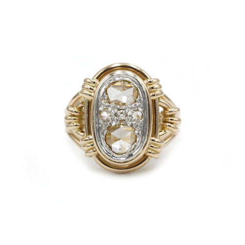 Bague 53 Bague - Or jaune et diamants rose cut 58 Facettes 1022