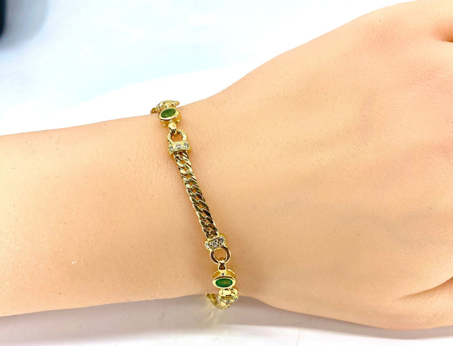 Bracelet Bracelet en or jaune 18 carats, emeraudes et diamants 58 Facettes AB362