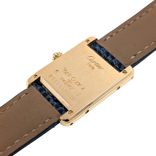 Montre Cartier Tank Louis Cartier Medium MM Classic Railway 18k Gold 866001 Gold Folding Clasp Circa 1985 58 Facettes