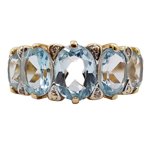 Bague 56 Bague jarretière vintage or jaune 18k topazes et diamants (circa 1980) 58 Facettes A05994