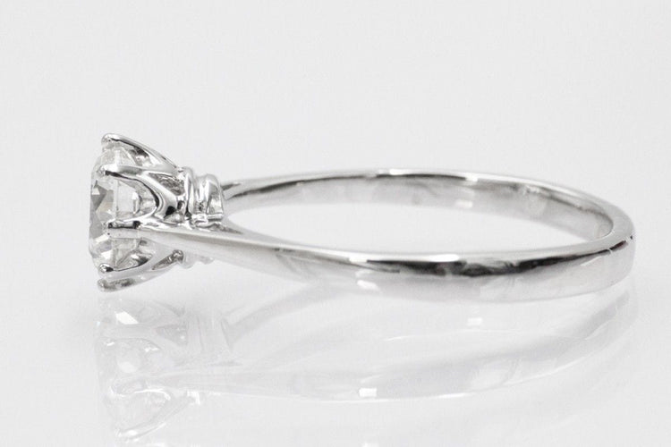 Bague 60 Bague solitaire majestueuse et contemporaine en or blanc avec un diamant de 1,28 ct H/SI2 58 Facettes 11265