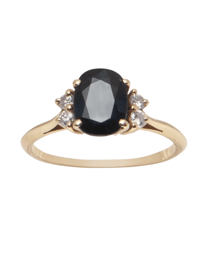 Bague épaulée Or jaune 18K Saphir Diamant