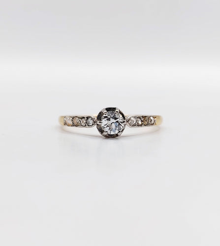 Bague 48 Bague solitaire art déco or jaune et diamants 58 Facettes A05660